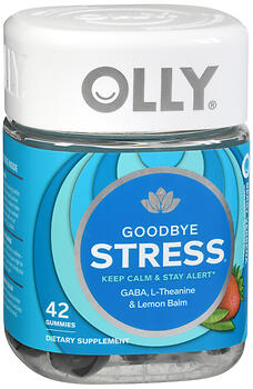 OLLY Goodbye Stress Gummy, 21 Day Supply (42 Count Gummies), Berry Verbena, GABA, L Theanine, Lemon Balm, Chewable Supplement