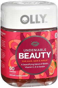 OLLY Undeniable Beauty Multivitamin Gummies for Hair Skin & Nails - Grapefruit Glam - 60ct