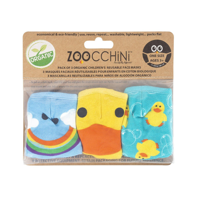 ZOOCCHINI TODDLER/KIDS 3 PIECE ORGANIC REUSABLE FACE MASKS SET - DUCK MULTI - Northside Pharmacy