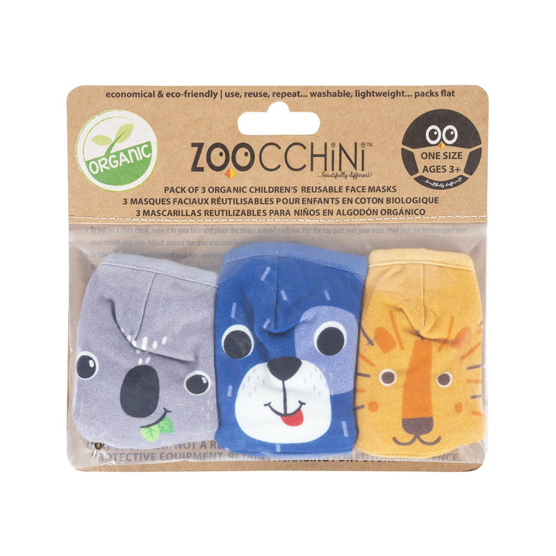 ZOOCCHINI TODDLER/KIDS 3 PIECE ORGANIC REUSABLE FACE MASKS SET - DOG MULTI - Northside Pharmacy