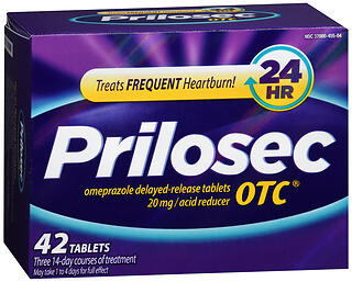 Prilosec OTC Frequent Heartburn Relief Medicine and Acid Reducer, 42 Tablets – Omeprazole Delayed-Release Tablets 20mg - Proton Pump Inhibitor