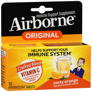 AIRBORNE ORIGINAL IMMUNE SUPPORT SUPPLEMENT EFFERVESCENT TABLETS ZESTY ORANGE - 10 COUNT