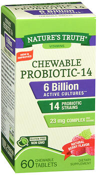 NATURE'S TRUTH CHEWABLE PROBIOTIC-14 TABLETS NATURAL BERRY FLAVOR 60 CT