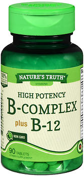 NATURE'S TRUTH HIGH POTENCY B-COMPLEX PLUS B-12 TABLETS 90 COUNT