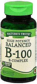 NATURE'S TRUTH VITAMINS HIGH POTENCY BALANCED B-100 B-COMPLEX QUICK RELEASE CAPSULES 60 COUNT