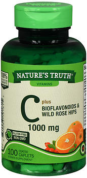 NATURE'S TRUTH VITAMIN C 1000 MG PLUS BIOFLAVONOIDS & WILD ROSE HIPS COATED CAPLETS 100 CT