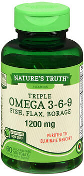 NATURE'S TRUTH TRIPLE OMEGA 3-6-9 FISH. FLAX, BORAGE 1200 MG QUICK RELEASE SOFTGELS 60 CT