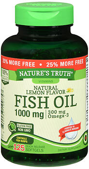 NATURE'S TRUTH FISH OIL 1000 MG QUICK RELEASE SOFTGELS NATURAL LEMON FLAVOR 125 CT