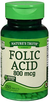 NATURE'S TRUTH FOLIC ACID 800 MCG TABLETS 250 CT