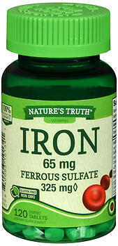 NATURE'S TRUTH FERROUS SULFATE IRON 65 MG COATED TABLETS 120 COUNT