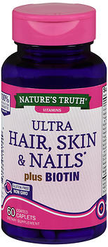 NATURE'S TRUTH ULTRA HAIR, SKIN & NAILS PLUS BIOTIN COATED CAPLETS 60 CT