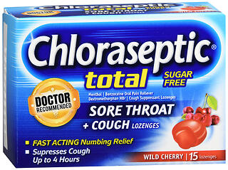 CHLORASEPTIC TOTAL SORE THROAT + COUGH LOZENGES WILD CHERRY 15ct