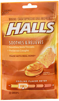 HALLS COUGH SUPPRESSANT DROPS HONEY