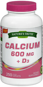 NATURE'S TRUTH VITAMINS CALCIUM 600 MG + D3 COATED CAPLETS 250 COUNT