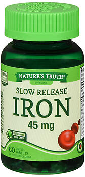 NATURE'S TRUTH IRON 45 MG COATED TABLETS SLOW RELEASE 60 COUNT