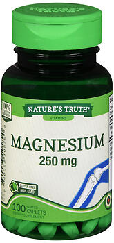 NATURE'S TRUTH VITAMINS MAGNESIUM 250 MG DIETARY SUPPLEMENT COATED CAPLETS 100 COUNT