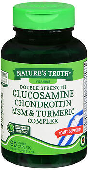 NATURE'S TRUTH DOUBLE STRENGTH GLUCOSAMINE CHONDROITIN MSM & TURMERIC COMPLEX 90 COATED CAPLETS