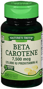 NATURE'S TRUTH VITAMINS BETA CAROTENE 7,500 MCG QUICK RELEASE SOFTGELS 100 CT