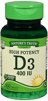 NATURE'S TRUTH HIGH POTENCY D3 400 IU VITAMIN SUPPLEMENT TABLETS 100 CT