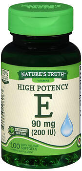 NATURE'S TRUTH VITAMINS HIGH POTENCY E 90 MG (200 IU) QUICK RELEASE SOFTGELS 100 CT