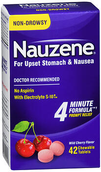 Nauzene Upset Stomach & Nausea Chewable Tablets Wild Cherry Flavor - 42 ct