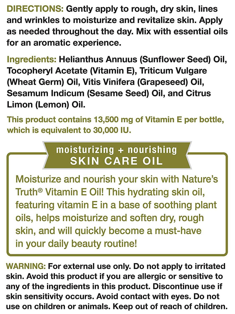 Nature's Truth Aromatherapy Vitamin E-Oil Moisturizing Skin Care Oil 4 fl. oz. Bottle - Northside Pharmacy